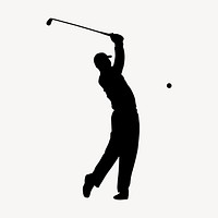 Golfer silhouette clipart, sport illustration in black vector. Free public domain CC0 image.