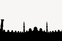 Taj Mahal mosque silhouette clipart, Indian landmark illustration in black. Free public domain CC0 image.