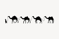 Camel train silhouette border, animal illustration in black vector. Free public domain CC0 image.