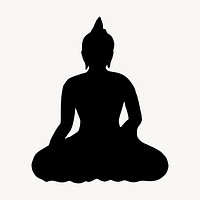 Sitting Buddha silhouette clipart, religious illustration in black vector. Free public domain CC0 image.