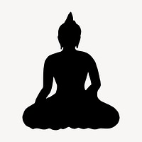 Sitting Buddha silhouette clipart, religious illustration in black. Free public domain CC0 image.