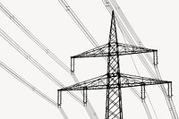 Transmission tower silhouette background, environment illustration in black vector. Free public domain CC0 image.