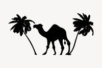 Camel silhouette clipart, animal illustration in black. Free public domain CC0 image.