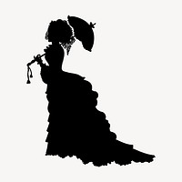 Elegant Victorian woman silhouette clipart, vintage illustration. Free public domain CC0 image.