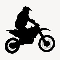 Motocross rider silhouette clipart, sport illustration in black vector. Free public domain CC0 image.