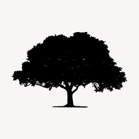 Oak tree silhouette clipart, botanical illustration in black vector. Free public domain CC0 image.