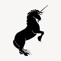 Rearing unicorn silhouette clipart, animal illustration. Free public domain CC0 image.