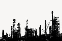 Oil refinery silhouette border, industrial illustration in black vector. Free public domain CC0 image.