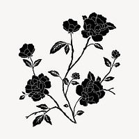 Rose flower clipart, vintage drawing vector. Free public domain CC0 image.