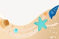 Cute beach border, summer background illustration psd. Free public domain CC0 image.