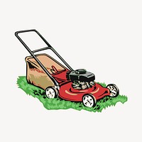 Lawn mower clipart, retro illustration. Free public domain CC0 image.