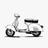 Scooter motorcycle drawing, vehicle illustration psd. Free public domain CC0 image.