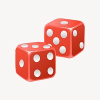 Red dice sticker, toy illustration psd. Free public domain CC0 image.