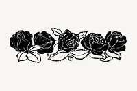 Rose silhouette border, vintage illustration psd. Free public domain CC0 image.