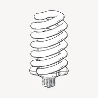 Fluorescent bulb drawing, vintage illustration psd. Free public domain CC0 image.