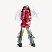 Cool angel sticker, graffiti art illustration psd. Free public domain CC0 image.