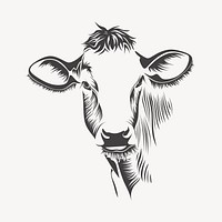 Cow line art, farm animal hand drawn. Free public domain CC0 image.