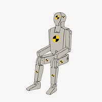 Crash test dummy sticker, figure illustration psd. Free public domain CC0 image.