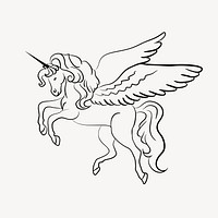 Unicorn sticker, creature line art psd. Free public domain CC0 image.