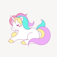 Unicorn sticker, fantasy creature illustration psd. Free public domain CC0 image.