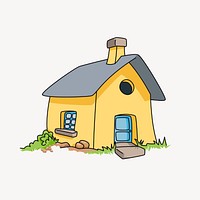 Little cottage clipart, cartoon illustration. Free public domain CC0 image.