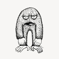 Fur monster drawing, cartoon character. Free public domain CC0 image.