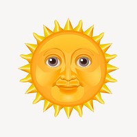 Smiling sun face clipart, weather collage element. Free public domain CC0 image.