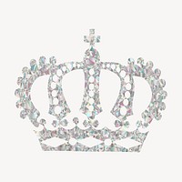 Diamond crown collage element, sparkly object illustration psd. Free public domain CC0 image.