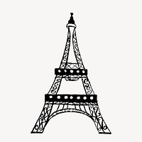 Eiffel Tower drawing, French landmark illustration psd. Free public domain CC0 image.