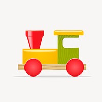 Wooden train clipart, toy illustration. Free public domain CC0 image.