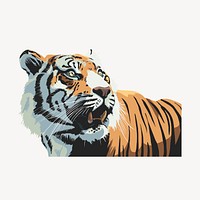 Tiger sticker, wild animal illustration psd. Free public domain CC0 image.