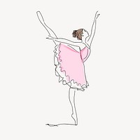 Ballerina clipart, aesthetic line art illustration vector. Free public domain CC0 image.