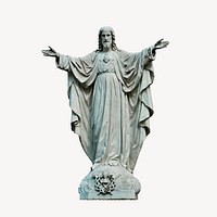 Jesus statue clipart, vintage religious collage element. Free public domain CC0 image.
