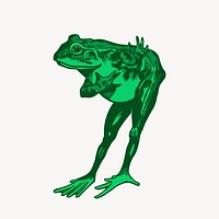 Bowing green frog clipart, animal illustration vector. Free public domain CC0 image.