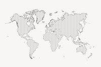 World map drawing, geography illustration psd. Free public domain CC0 image.