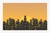 Cityscape sunset silhouette background, building illustration vector. Free public domain CC0 image.