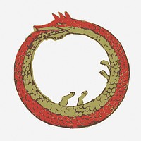 Ouroboros Dog frame hand drawn illustration. Free public domain CC0 image.