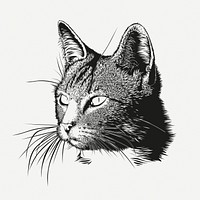 Cat portrait clipart, collage element illustration psd. Free public domain CC0 image.