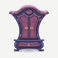 Purple wardrobe furniture clipart, collage element illustration psd. Free public domain CC0 image.