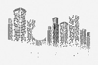 Abstract city skyline border, white background. Free public domain CC0 image.