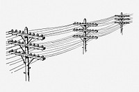 Power lines border drawing, white background