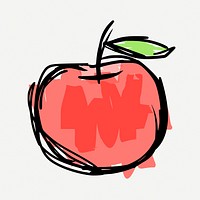 Apple fruit doodle, food illustration psd. Free public domain CC0 image.