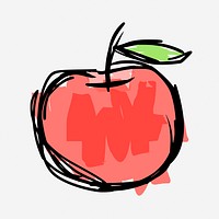 Apple fruit doodle, food hand drawn illustration. Free public domain CC0 image.