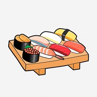 Japanese sushi set clipart illustration. Free public domain CC0 image.