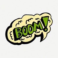 Boom speech bubble word sticker doodle, illustration psd. Free public domain CC0 image.