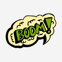 Boom speech bubble word sticker doodle, hand drawn illustration. Free public domain CC0 image.