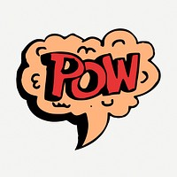 Pow speech bubble word sticker doodle, illustration psd. Free public domain CC0 image.
