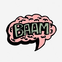 Baam speech bubble word sticker doodle, hand drawn illustration. Free public domain CC0 image.