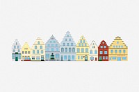 Old German town clipart illustration. Free public domain CC0 image.