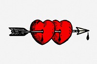 Cupids arrow hearts clipart illustration. Free public domain CC0 image.